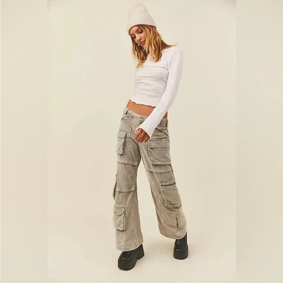 Free People Last Time Stacked Cargo Cord Pants - Picture 2 of 8